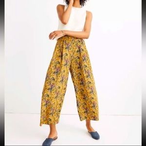 Madewell x Karen Walker Silk Floral Pattern Wide Leg Pants Trousers